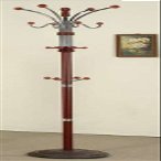 Six Foot Wood and Chrome Coat Rack Cherry Finish by Asia Direct