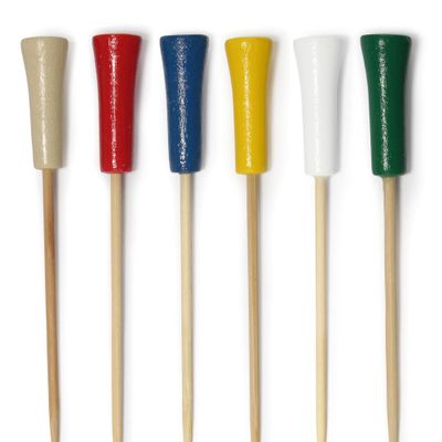 BambooMN Decorative Golf Tee Bamboo Cocktail Sandwich Skewer Picks - 6.75" - 6 Assorted Colors - 300 Pieces