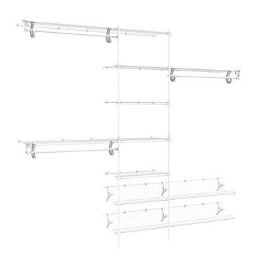 ClosetMaid 5037 5Ft. To 8Ft. Fixed Mount Closet Organizer Kit, White