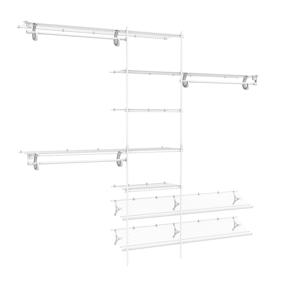 ClosetMaid 5037 5Ft. To 8Ft. Fixed Mount Closet Organizer Kit, White