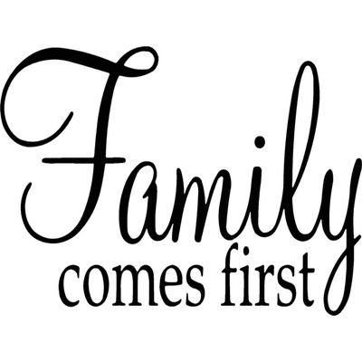 Family Comes First Wall Decal Family Wall Art Home Decor VWAQ-1655 (16.5" H X 30" W)
