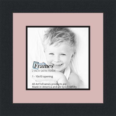 10x10 / 10 x 10 Picture Frame Satin Black .. 2'' Wide with a 2'' Double mat