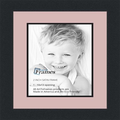 10x13 / 10 x 13 Picture Frame Satin Black .. 2'' Wide with a 2'' Double mat
