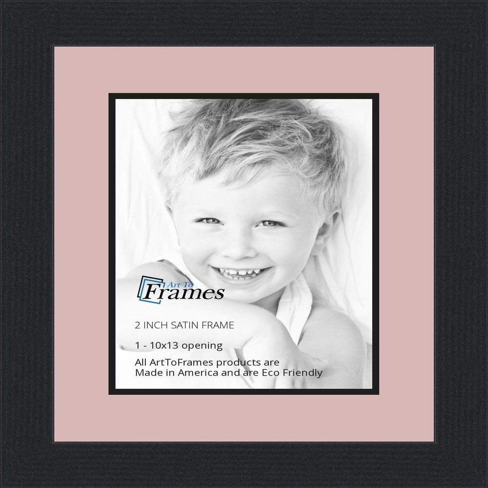 10x13 / 10 x 13 Picture Frame Satin Black .. 2'' Wide with a 2'' Double mat