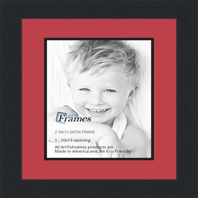 10x13 / 10 x 13 Picture Frame Satin Black .. 2'' Wide with a 2'' Double mat