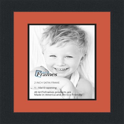 10x13 / 10 x 13 Picture Frame Satin Black .. 2'' Wide with a 2'' Double mat