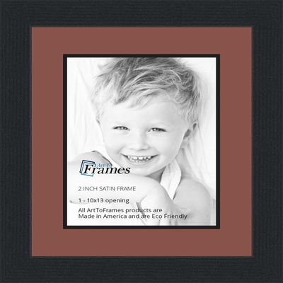 10x13 / 10 x 13 Picture Frame Satin Black .. 2'' Wide with a 2'' Double mat