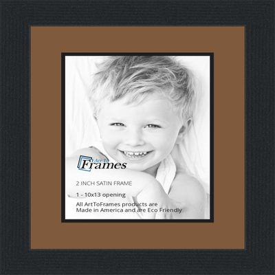 10x13 / 10 x 13 Picture Frame Satin Black .. 2'' Wide with a 2'' Double mat