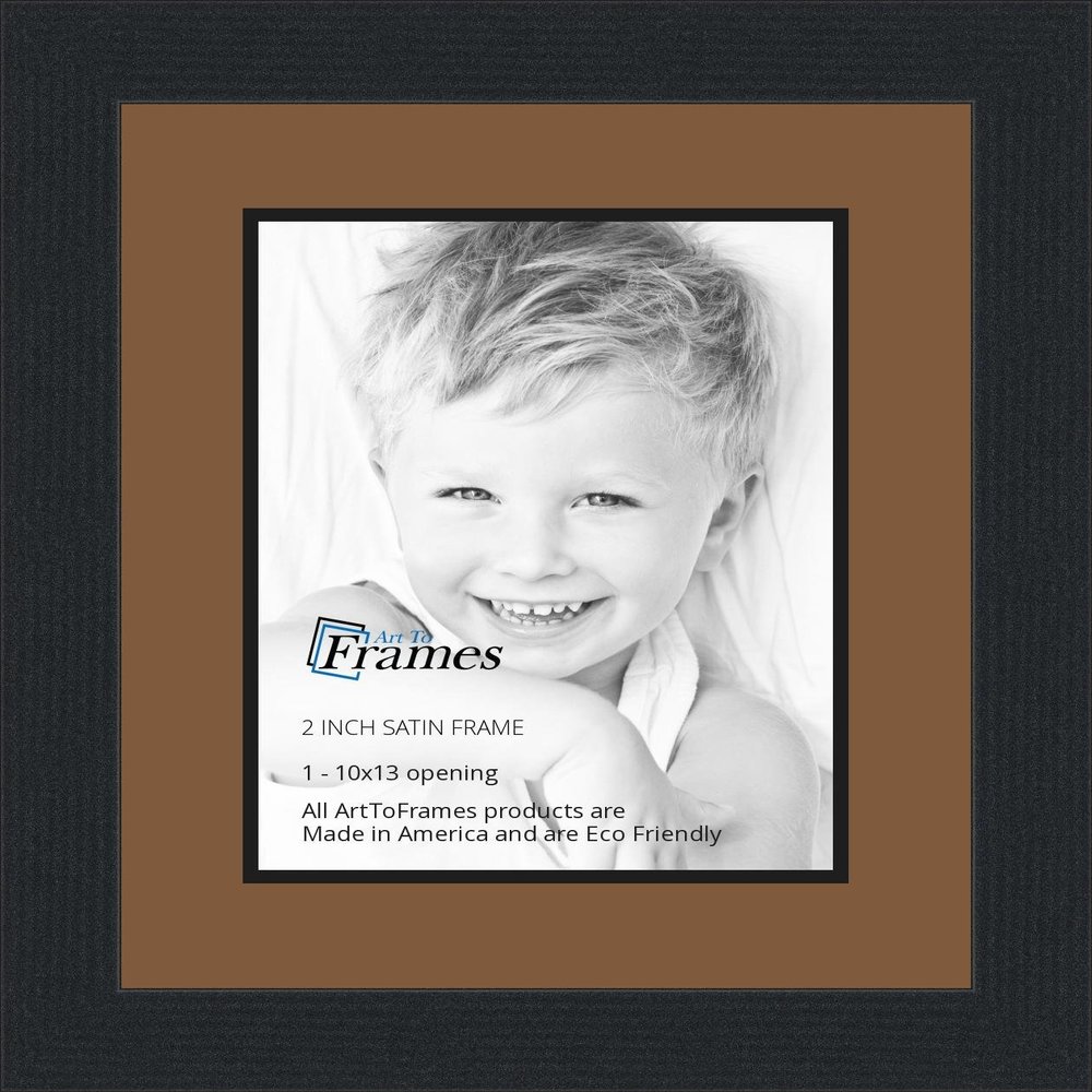 10x13 / 10 x 13 Picture Frame Satin Black .. 2'' Wide with a 2'' Double mat
