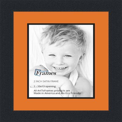 10x13 / 10 x 13 Picture Frame Satin Black .. 2'' Wide with a 2'' Double mat