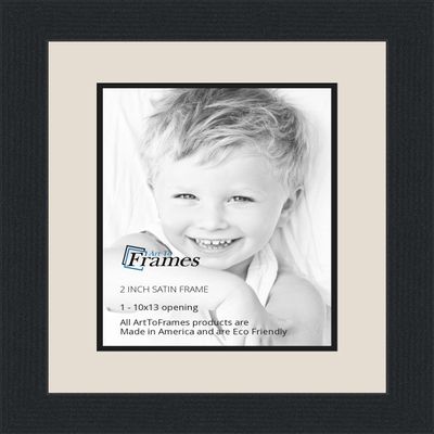 10x13 / 10 x 13 Picture Frame Satin Black .. 2'' Wide with a 2'' Double mat