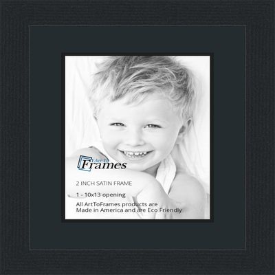 10x13 / 10 x 13 Picture Frame Satin Black .. 2'' Wide with a 2'' Double mat