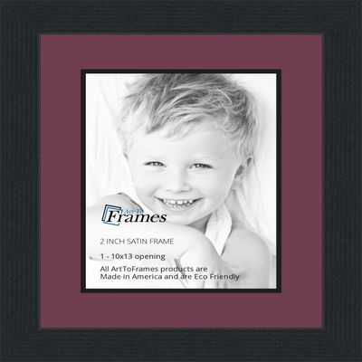 10x13 / 10 x 13 Picture Frame Satin Black .. 2'' Wide with a 2'' Double mat