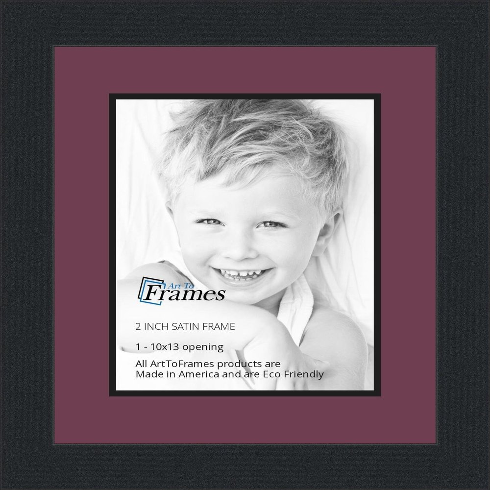 10x13 / 10 x 13 Picture Frame Satin Black .. 2'' Wide with a 2'' Double mat