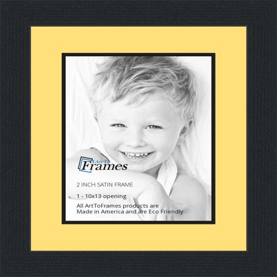 10x13 / 10 x 13 Picture Frame Satin Black .. 2'' Wide with a 2'' Double mat