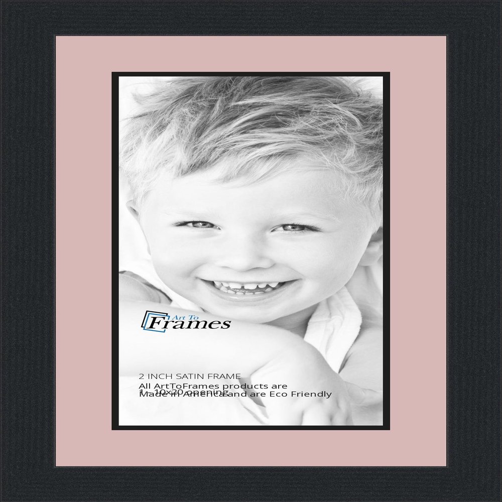 10x20 / 10 x 20 Picture Frame Satin Black .. 2'' Wide with a 2'' Double mat