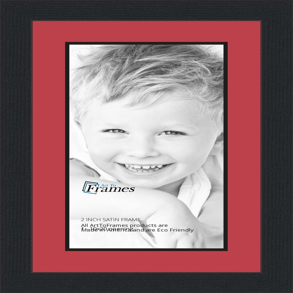 10x20 / 10 x 20 Picture Frame Satin Black .. 2'' Wide with a 2'' Double mat