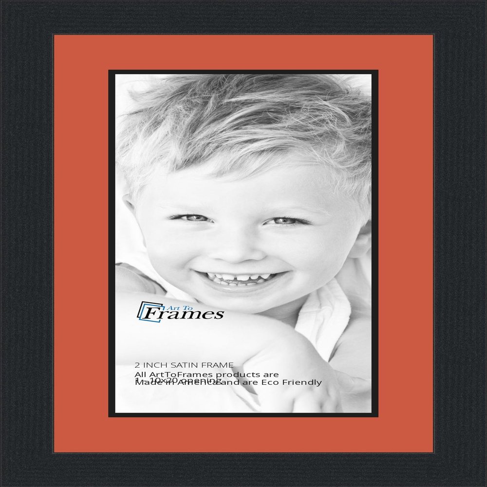 10x20 / 10 x 20 Picture Frame Satin Black .. 2'' Wide with a 2'' Double mat