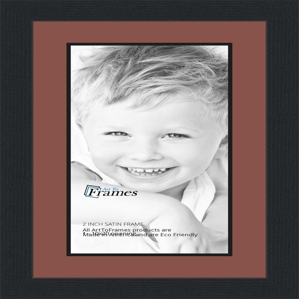 10x20 / 10 x 20 Picture Frame Satin Black .. 2'' Wide with a 2'' Double mat
