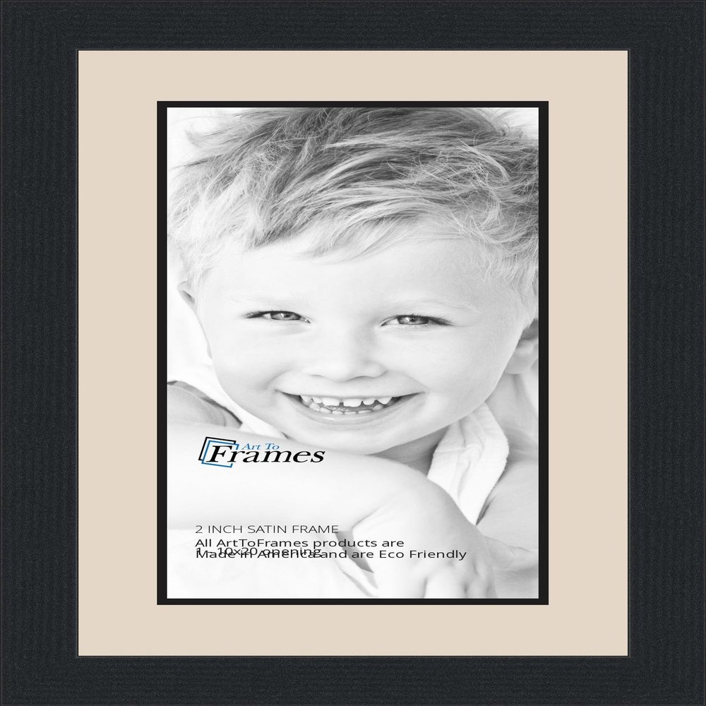 10x20 / 10 x 20 Picture Frame Satin Black .. 2'' Wide with a 2'' Double mat