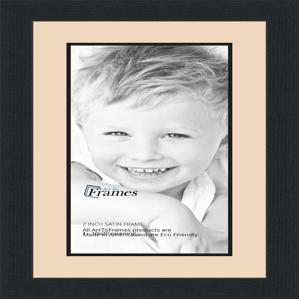 10x20 / 10 x 20 Picture Frame Satin Black .. 2'' Wide with a 2'' Double mat