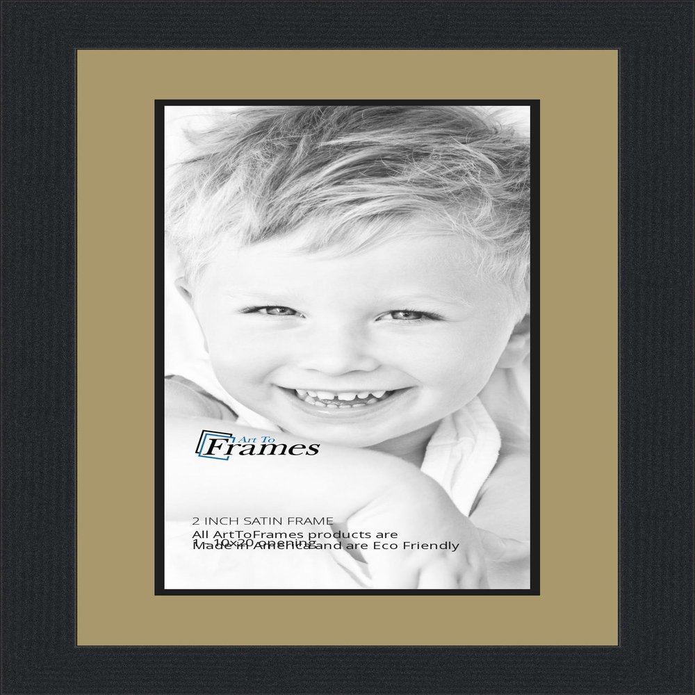 10x20 / 10 x 20 Picture Frame Satin Black .. 2'' Wide with a 2'' Double mat