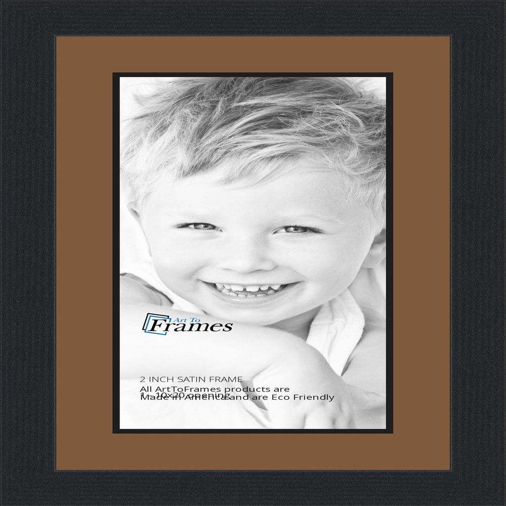 10x20 / 10 x 20 Picture Frame Satin Black .. 2'' Wide with a 2'' Double mat