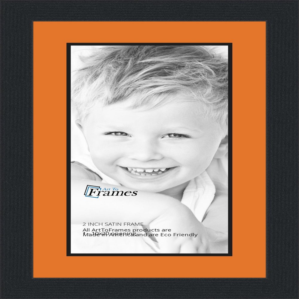 10x20 / 10 x 20 Picture Frame Satin Black .. 2'' Wide with a 2'' Double mat