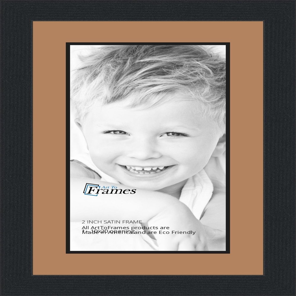 10x20 / 10 x 20 Picture Frame Satin Black .. 2'' Wide with a 2'' Double mat