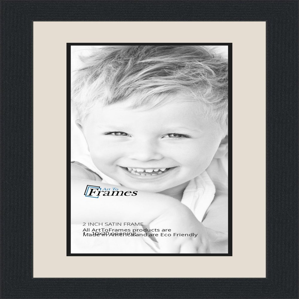 10x20 / 10 x 20 Picture Frame Satin Black .. 2'' Wide with a 2'' Double mat