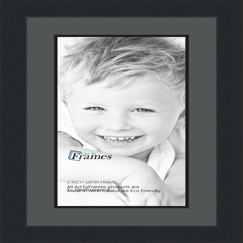 10x20 / 10 x 20 Picture Frame Satin Black .. 2'' Wide with a 2'' Double mat