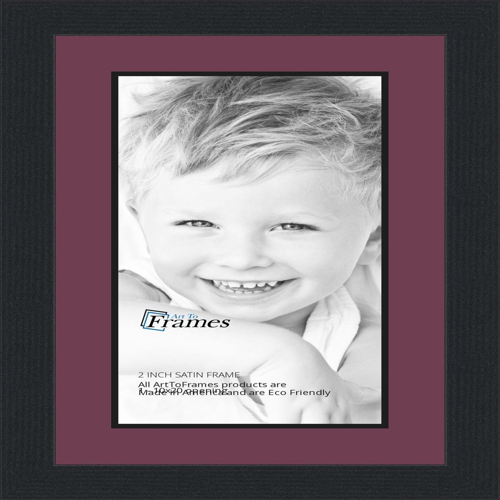 10x20 / 10 x 20 Picture Frame Satin Black .. 2'' Wide with a 2'' Double mat