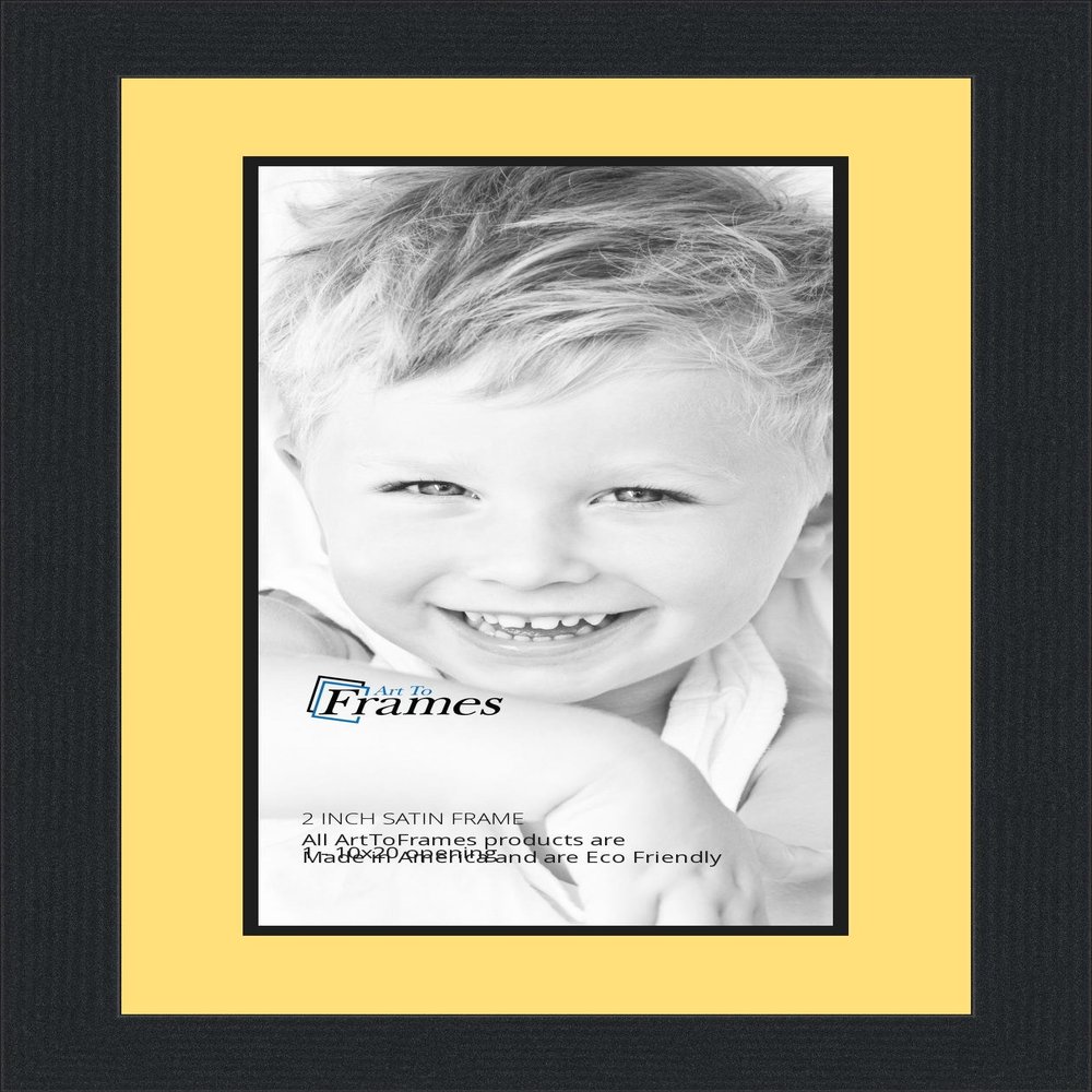 10x20 / 10 x 20 Picture Frame Satin Black .. 2'' Wide with a 2'' Double mat