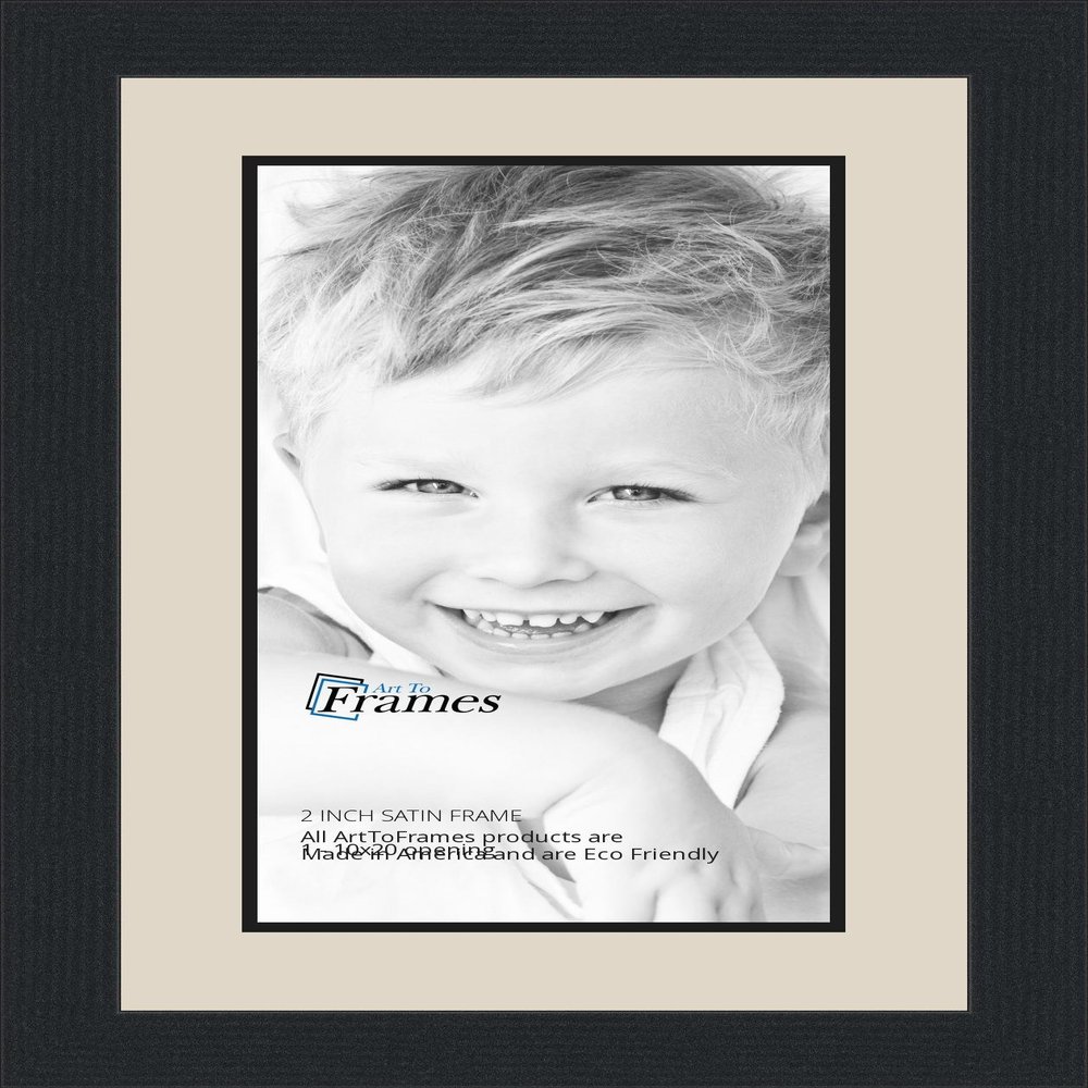 10x20 / 10 x 20 Picture Frame Satin Black .. 2'' Wide with a 2'' Double mat
