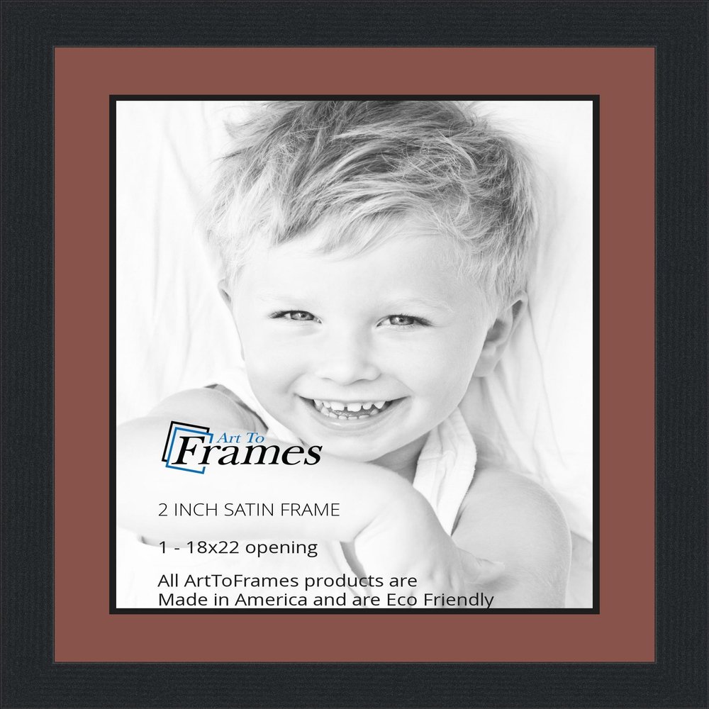 18x22 / 18 x 22 Picture Frame Satin Black .. 2'' Wide with a 2'' Double mat