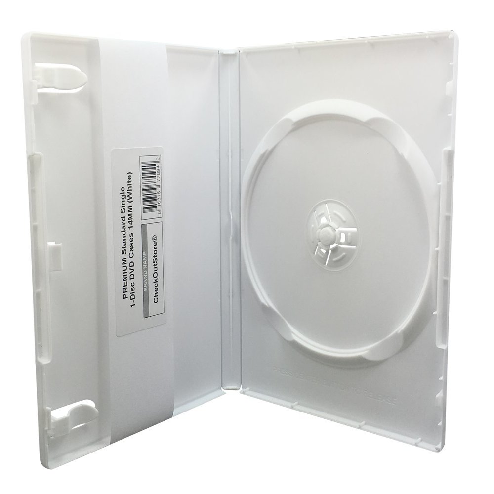 CheckOutStore (100) Premium Standard Single 1-Disc DVD Cases 14mm (White)