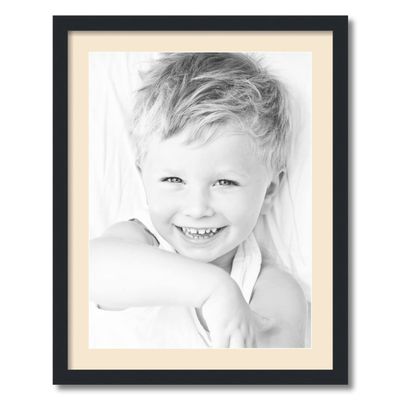 ArtToFrames 18x24 inch Satin Black Picture Frame with 2 Inch Single Alabaster Mat, SingleMat-FRBW26079-18x24-825