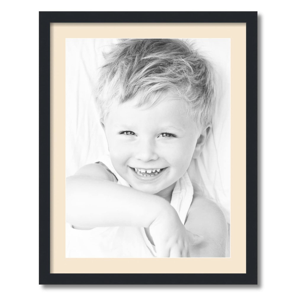 ArtToFrames 18x24 inch Satin Black Picture Frame with 2 Inch Single Alabaster Mat, SingleMat-FRBW26079-18x24-825