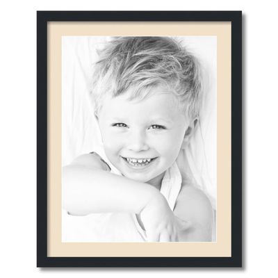 ArtToFrames 18x24 inch Satin Black Picture Frame with 2 Inch Single French Creme Mat, SingleMat-FRBW26079-18x24-783