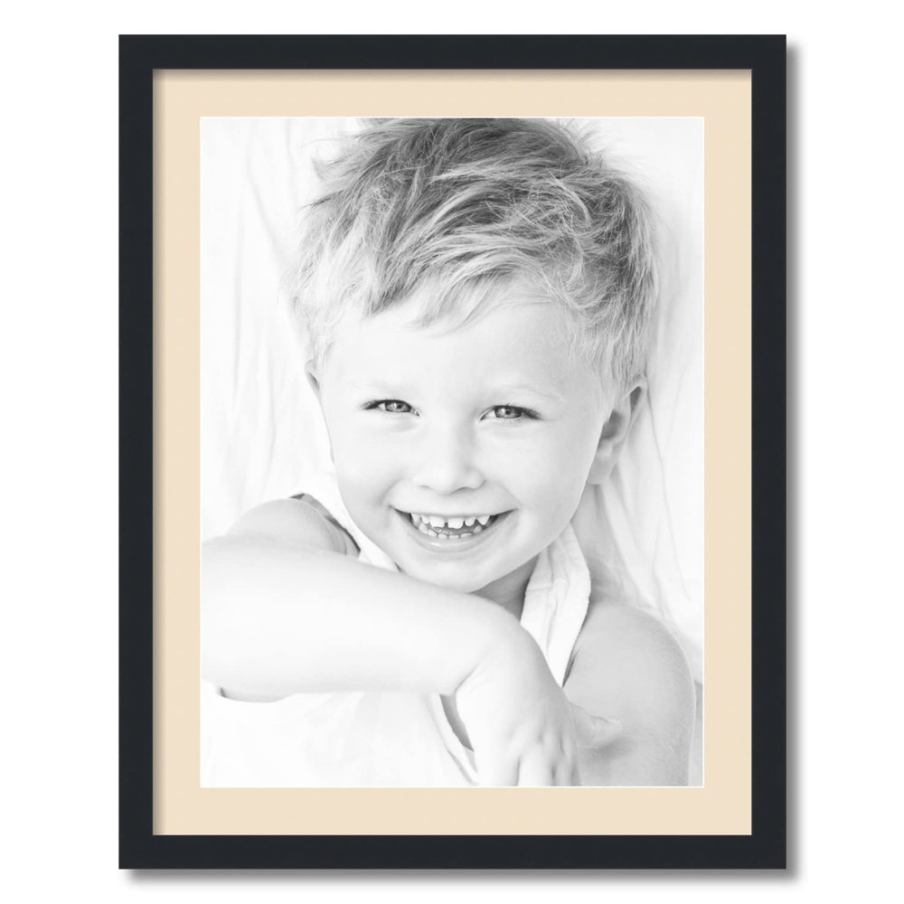 ArtToFrames 18x24 inch Satin Black Picture Frame with 2 Inch Single French Creme Mat, SingleMat-FRBW26079-18x24-783