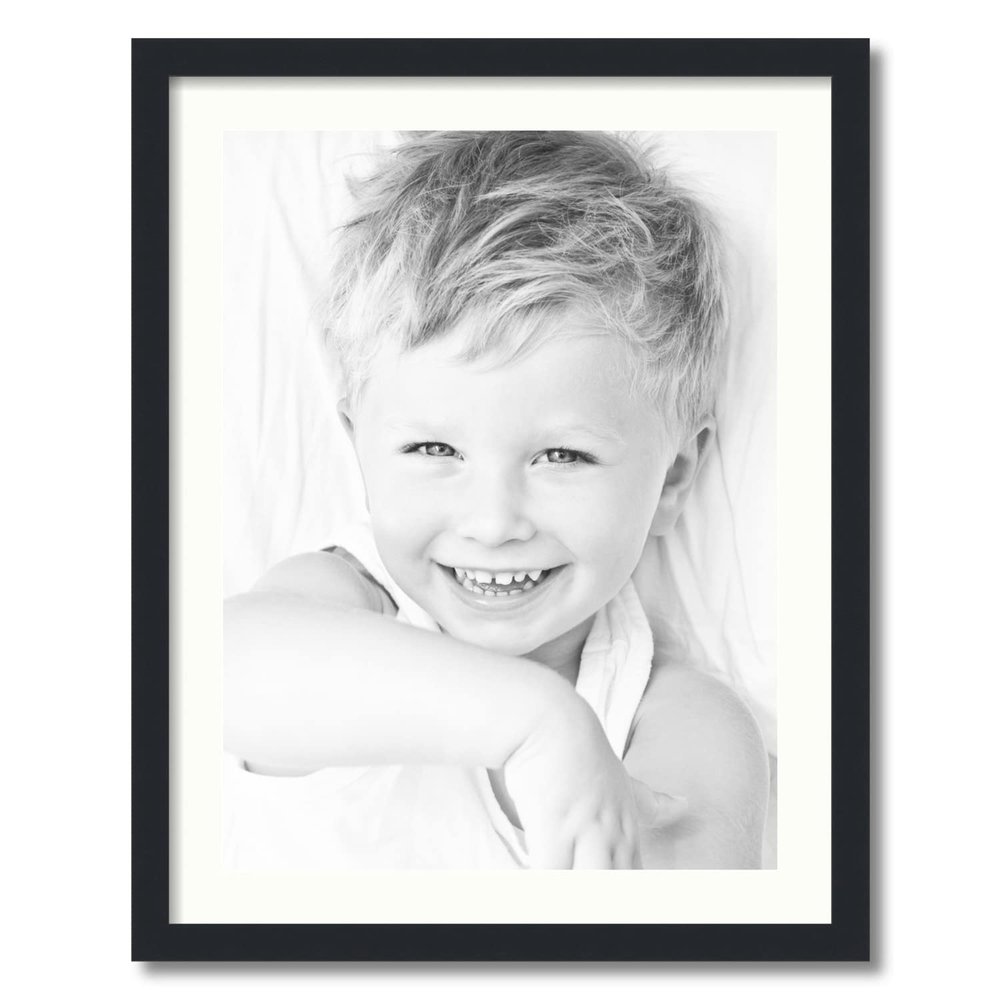ArtToFrames 18x24 inch Satin Black Picture Frame with 2 Inch Single Porcelain Mat, SingleMat-FRBW26079-18x24-754