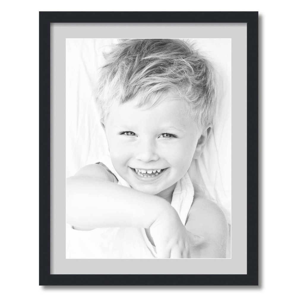 ArtToFrames 18x24 inch Satin Black Picture Frame with 2 Inch Single Candlewick Mat, SingleMat-FRBW26079-18x24-756