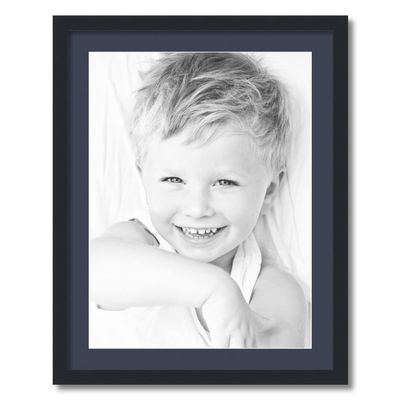 ArtToFrames 18x24 inch Satin Black Picture Frame with 2 Inch Single Blue Jay Mat, SingleMat-FRBW26079-18x24-586