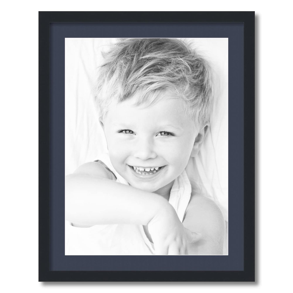 ArtToFrames 18x24 inch Satin Black Picture Frame with 2 Inch Single Blue Jay Mat, SingleMat-FRBW26079-18x24-586