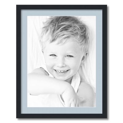 ArtToFrames 18x24 inch Satin Black Picture Frame with 2 Inch Single Baby Blue Mat, SingleMat-FRBW26079-18x24-860