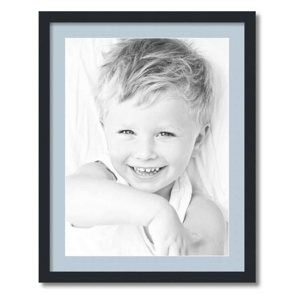 ArtToFrames 18x24 inch Satin Black Picture Frame with 2 Inch Single Baby Blue Mat, SingleMat-FRBW26079-18x24-860