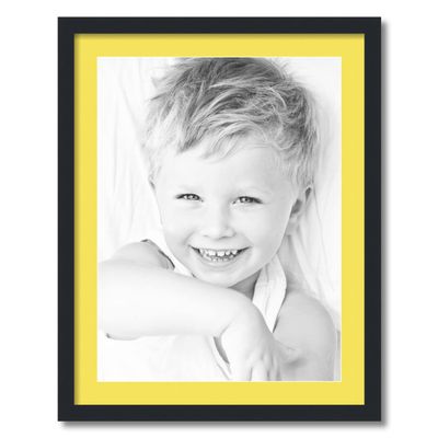 ArtToFrames 18x24 inch Satin Black Picture Frame with 2 Inch Single Canary Mat, SingleMat-FRBW26079-18x24-47R