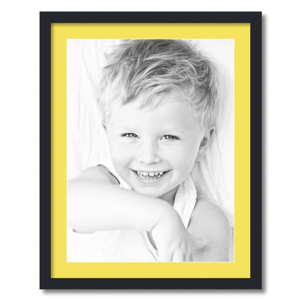 ArtToFrames 18x24 inch Satin Black Picture Frame with 2 Inch Single Canary Mat, SingleMat-FRBW26079-18x24-47R