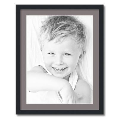 ArtToFrames 18x24 inch Satin Black Picture Frame with 2 Inch Single Pewter Mat, SingleMat-FRBW26079-18x24-748