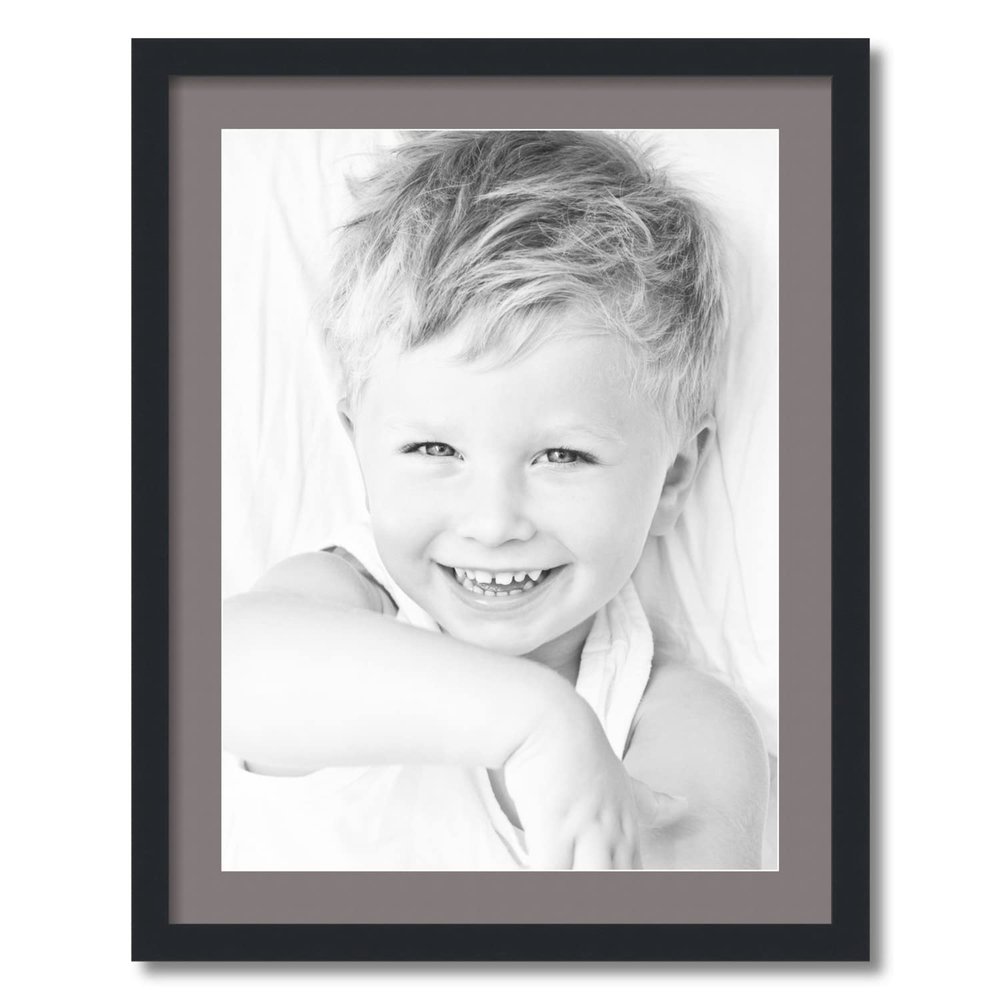 ArtToFrames 18x24 inch Satin Black Picture Frame with 2 Inch Single Pewter Mat, SingleMat-FRBW26079-18x24-748
